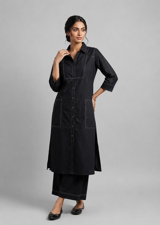Kantha Stitch Shirt Kurta Set