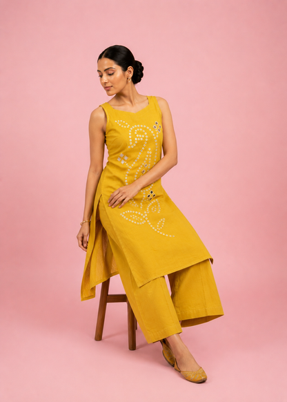 Bandhani Mirror Kurta Set