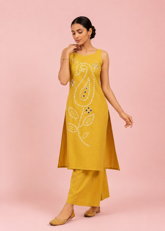 Bandhani Mirror Kurta Set