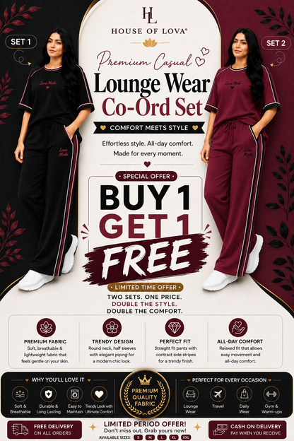 Signature Lounge Co-Ord Set - Buy 1 Get 1 Free