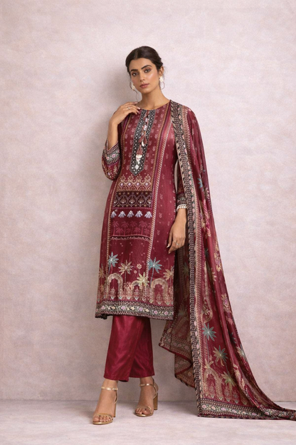 Royal Wine Digital Print Ensemble