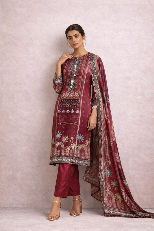 Royal Wine Digital Print Ensemble