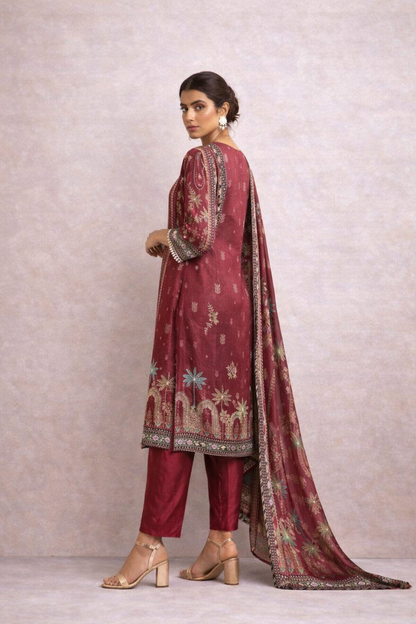 Royal Wine Digital Print Ensemble