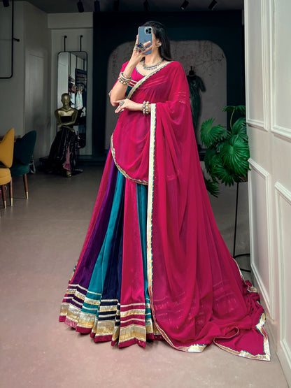 Chinon Embossed Lace Designer Chaniya Choli Set (Ready to Wear)