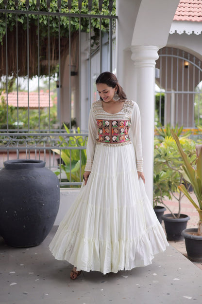 Classic Kutchi Gamthi Thread Work Ethnic Festival Gown