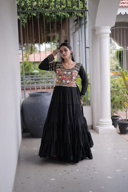 Classic Kutchi Gamthi Thread Work Ethnic Festival Gown
