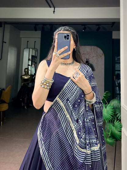 Navratri Moonga Silk Printed Lehenga Set | Tulip Designer