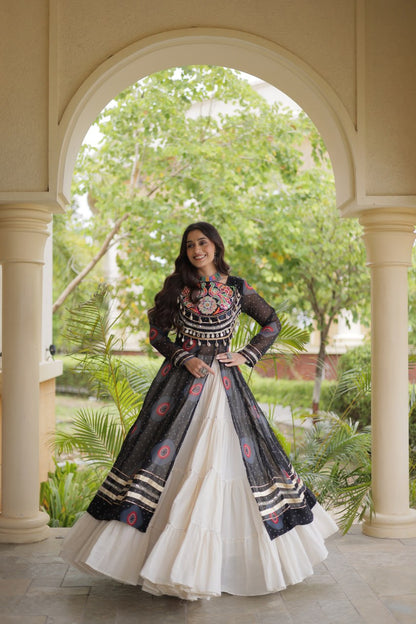 Navratri Kora Cotton Bandhani Lehenga Set | Tulip Designer