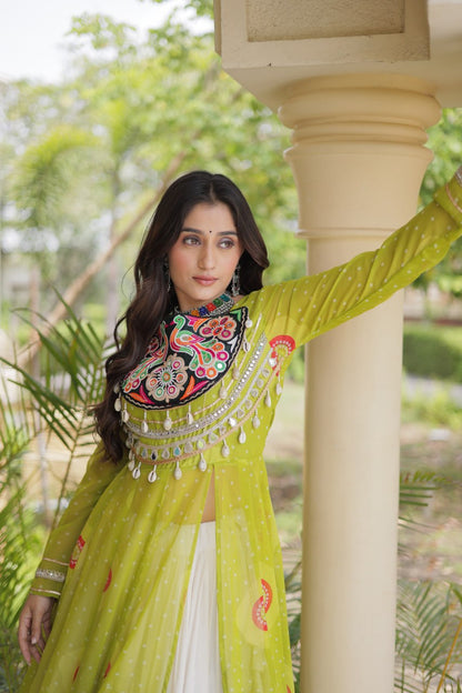 Navratri Kora Cotton Bandhani Lehenga Set | Tulip Designer