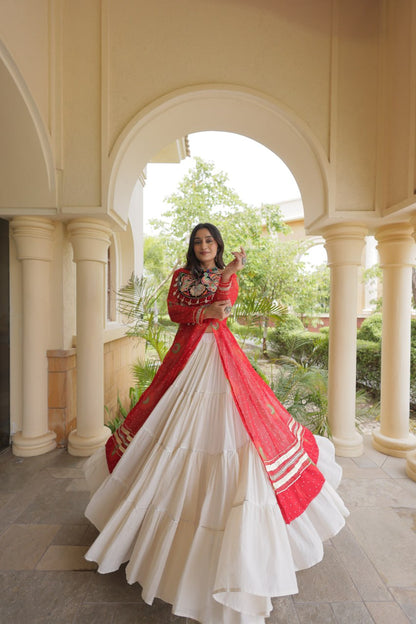Navratri Kora Cotton Bandhani Lehenga Set | Tulip Designer