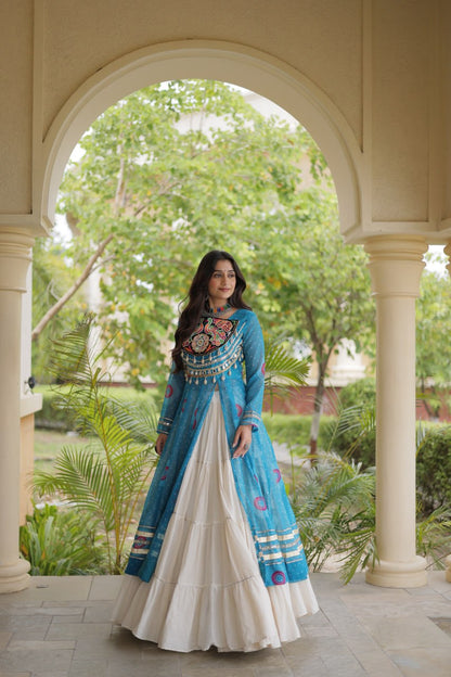 Navratri Kora Cotton Bandhani Lehenga Set | Tulip Designer