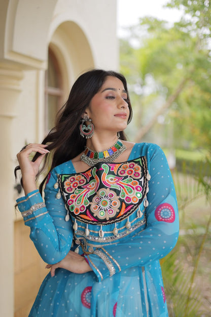 Navratri Kora Cotton Bandhani Lehenga Set | Tulip Designer