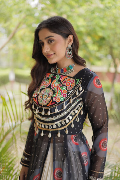Navratri Kora Cotton Bandhani Lehenga Set | Tulip Designer