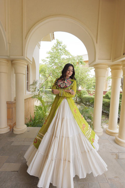 Navratri Kora Cotton Bandhani Lehenga Set | Tulip Designer